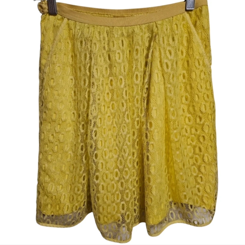 Maeve Anthropologie Yellow Summer Lace Skirt Size 2